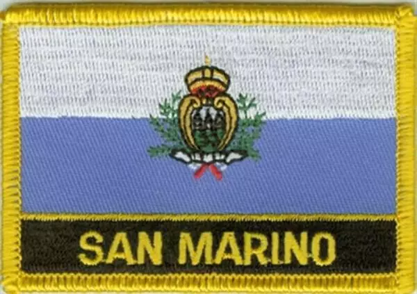 Flaggenaufnäher San Marino mit Wappen mit Schrift