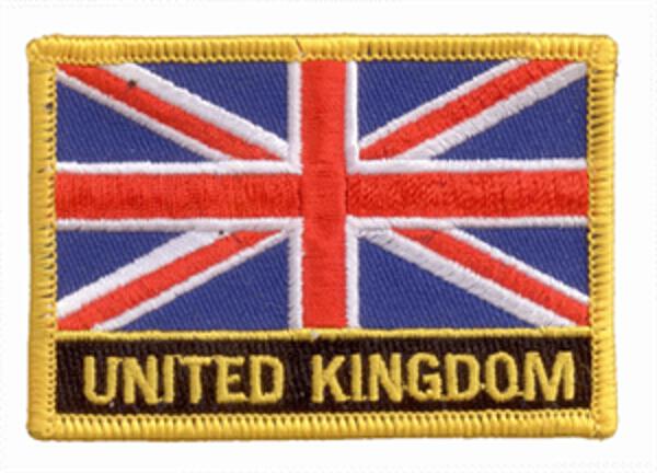 Flaggenaufnäher Großbritannien mit Schrift