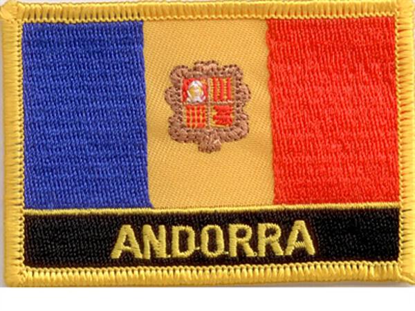 Flaggenaufnäher Andorra mit Schrift