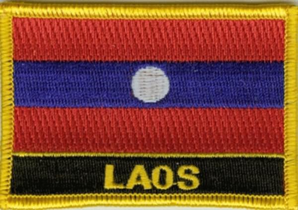 Flaggenaufnäher Laos mit Schrift