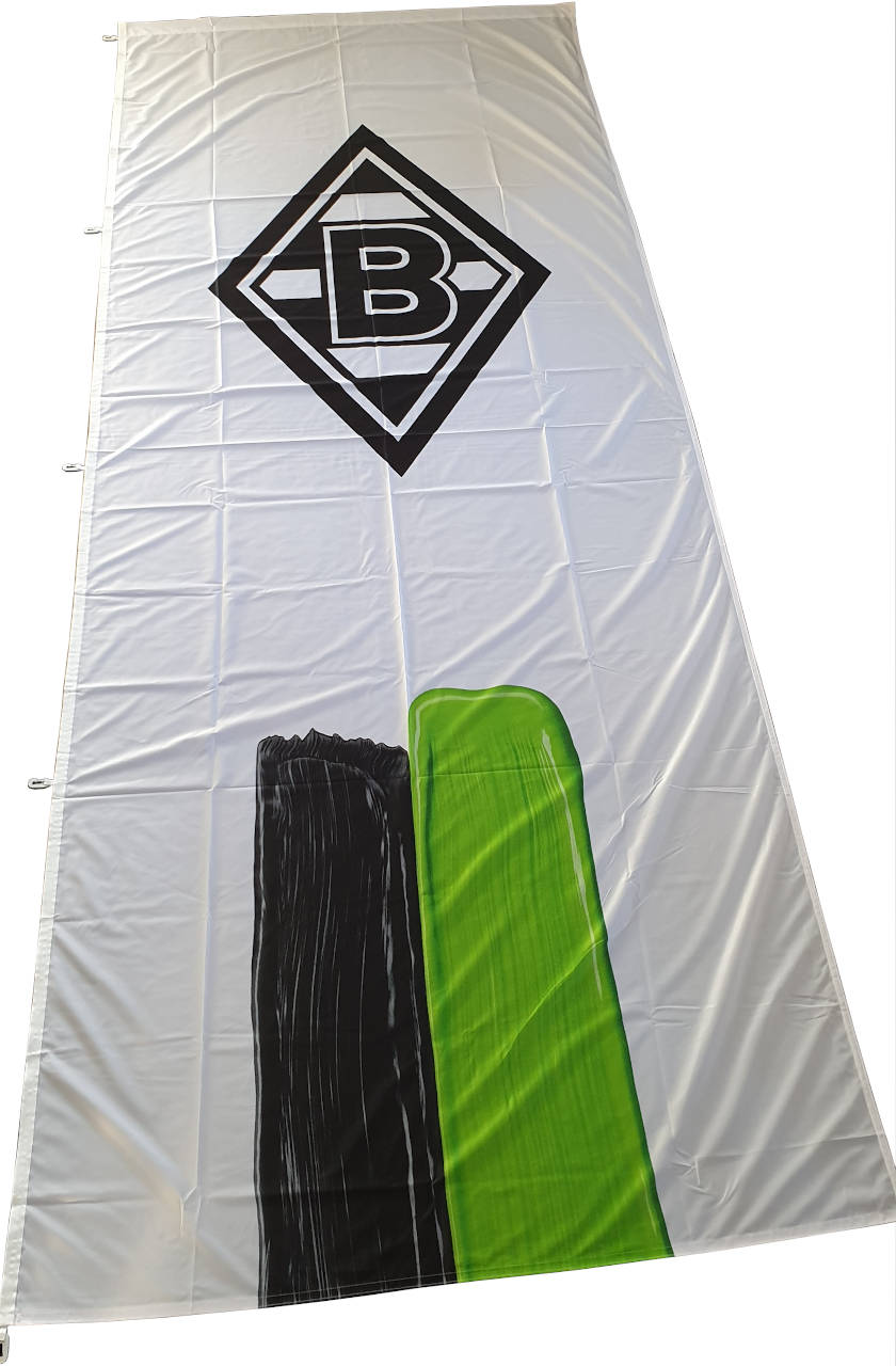 Borussia Mönchengladbach Hissfahne "Erfolge" 150 x 250 cm schwarz/weiß/grün 