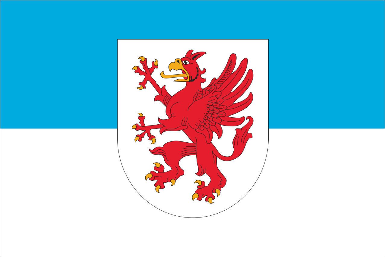 Flagge Vorpommern mit Wappen 160 g/m² Querformat
