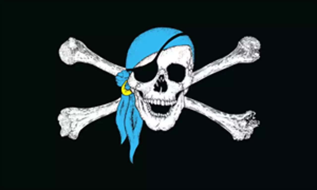 Flagge Pirat mit blauem Kopftuch