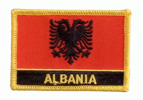 Flaggenaufnäher Albanien mit Schrift