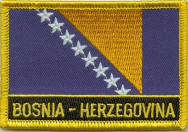 Flaggenaufnäher Bosnien-Herzegowina mit Schrift