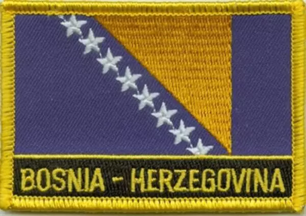 Flaggenaufnäher Bosnien-Herzegowina mit Schrift