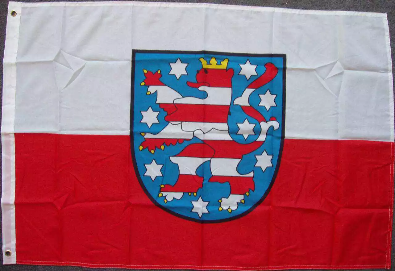 Flagge Thüringen mit Wappen