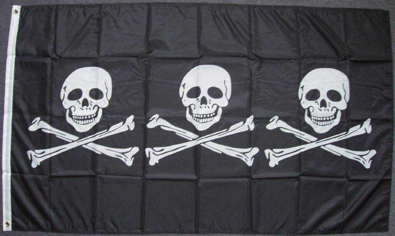 Flagge Pirat mit drei Totenköpfen 80 g/m²