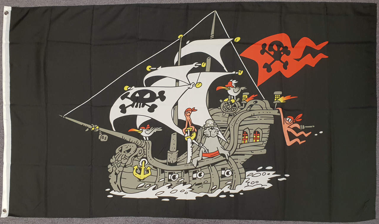 Flagge Piratenschiff schwarz 80 g/m²