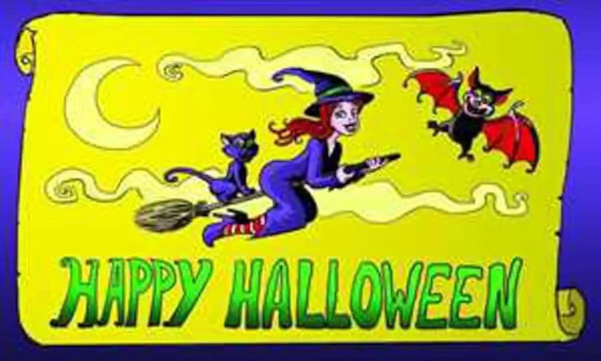 Flagge Halloween Hexe mit Katze