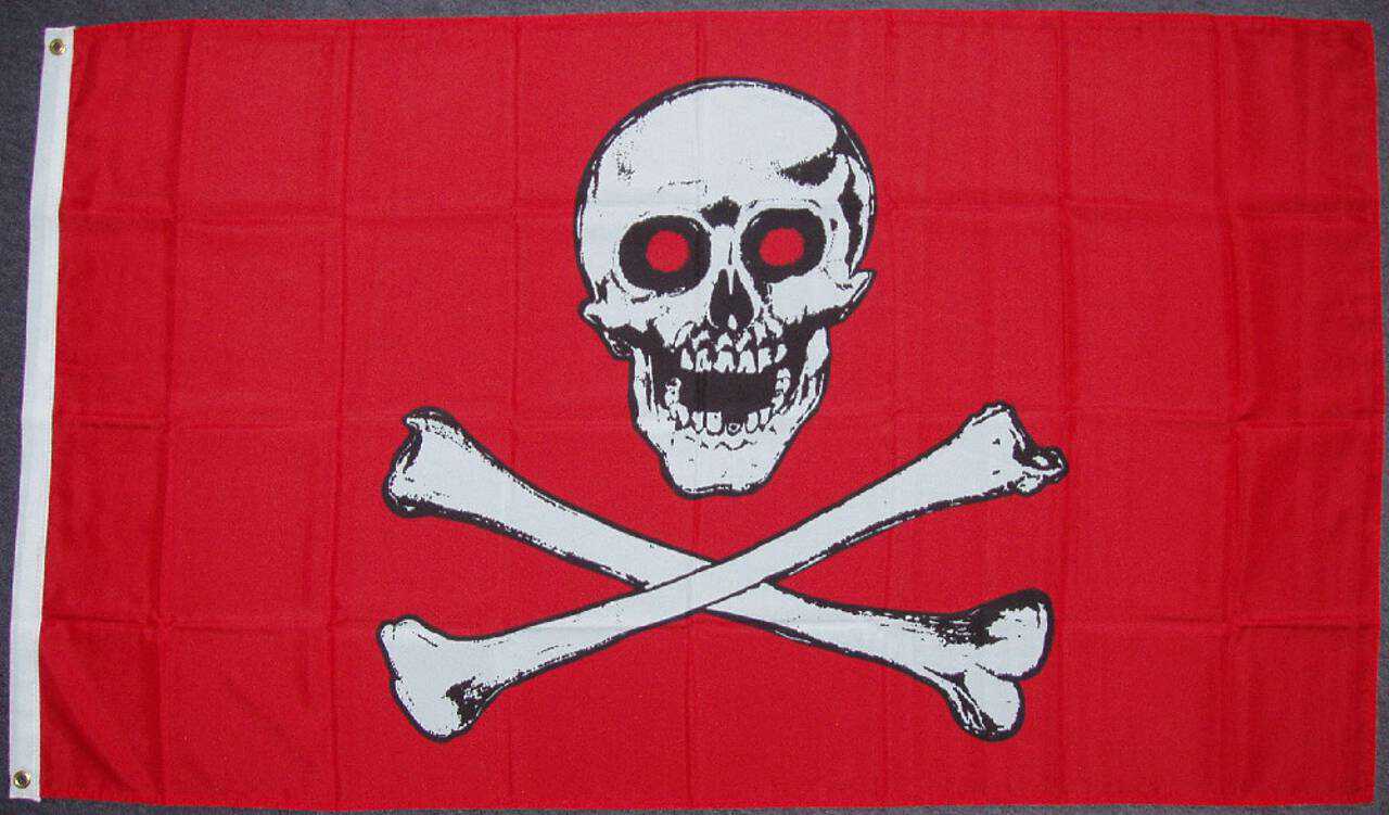 Flagge Pirat mit rotem Hintergrund